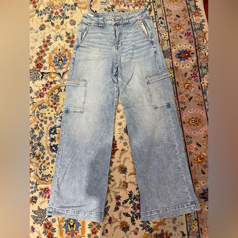 American eagle wide leg cargo jeans stretch
